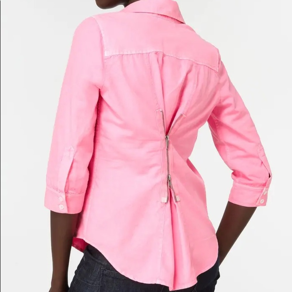 Elizabeth and James Zipper 3/4 Sleeve Button Down